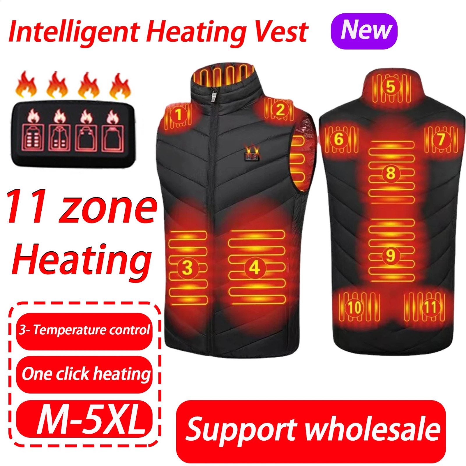 11 Areas Heated Vest Men Women Electric Heating Usb Jacket Bodywarmer Down Winter 241021