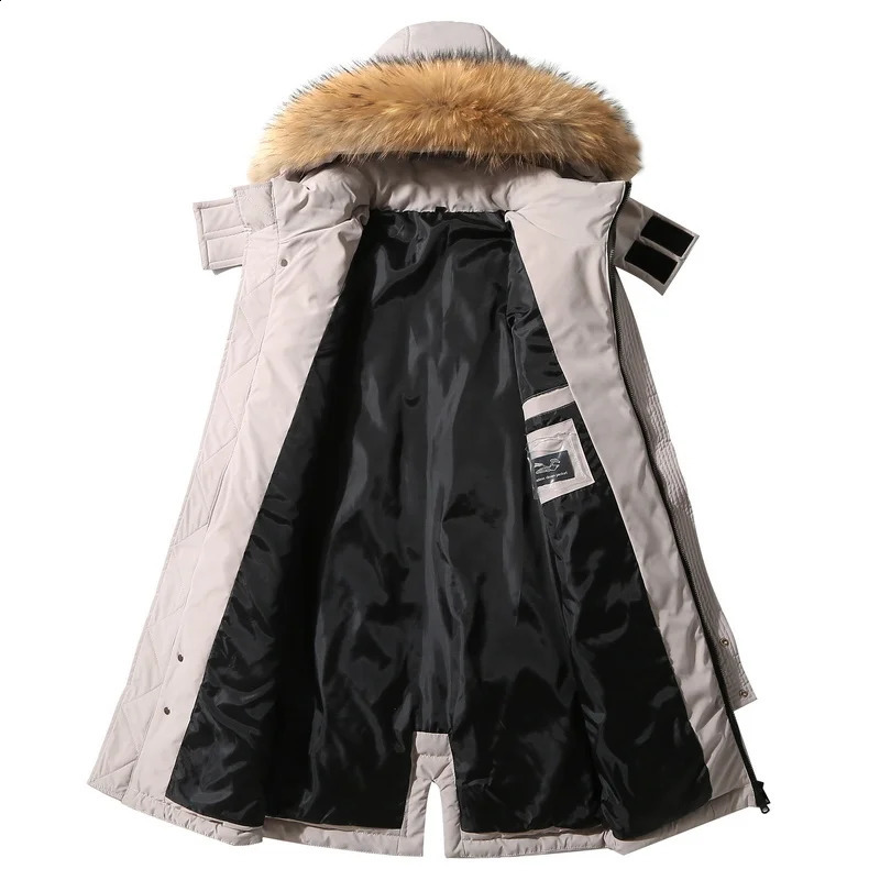 Mens long hooded down jacket for winter fashion thick and warm Parkas Coats fur collar camouflage windproof jacket white duck down jacket 241021 - view 6