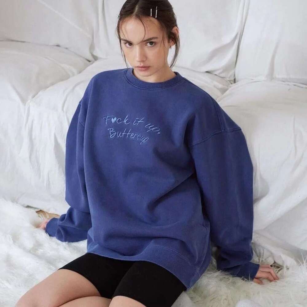 2022ins recommends pullover solid color hoodie embroidered irregular clothing Korean version street trendy women's bathroom