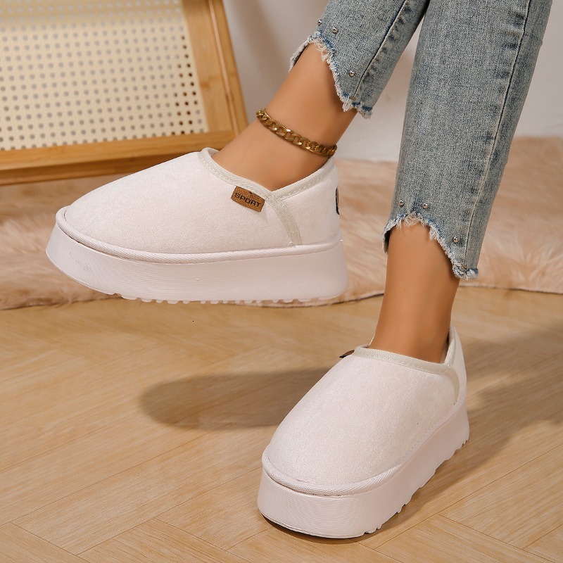 New designer winter thick soled retro snowshoes with warm and plush interior, fashionable women's outdoor casual flat shoes