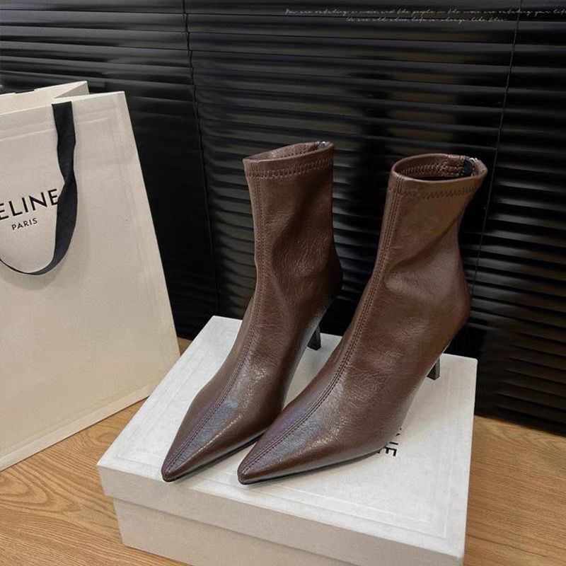 Women's Pointed High-Heel Boots: 2024 Western Cowboy Style Zipper Toe Boots b8e9