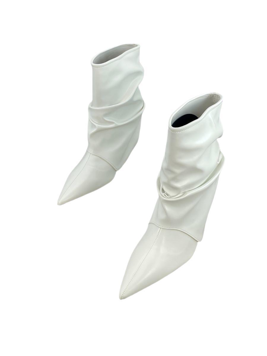 New European and American Niche Design Pointed High-heeled Wrinkled Boots