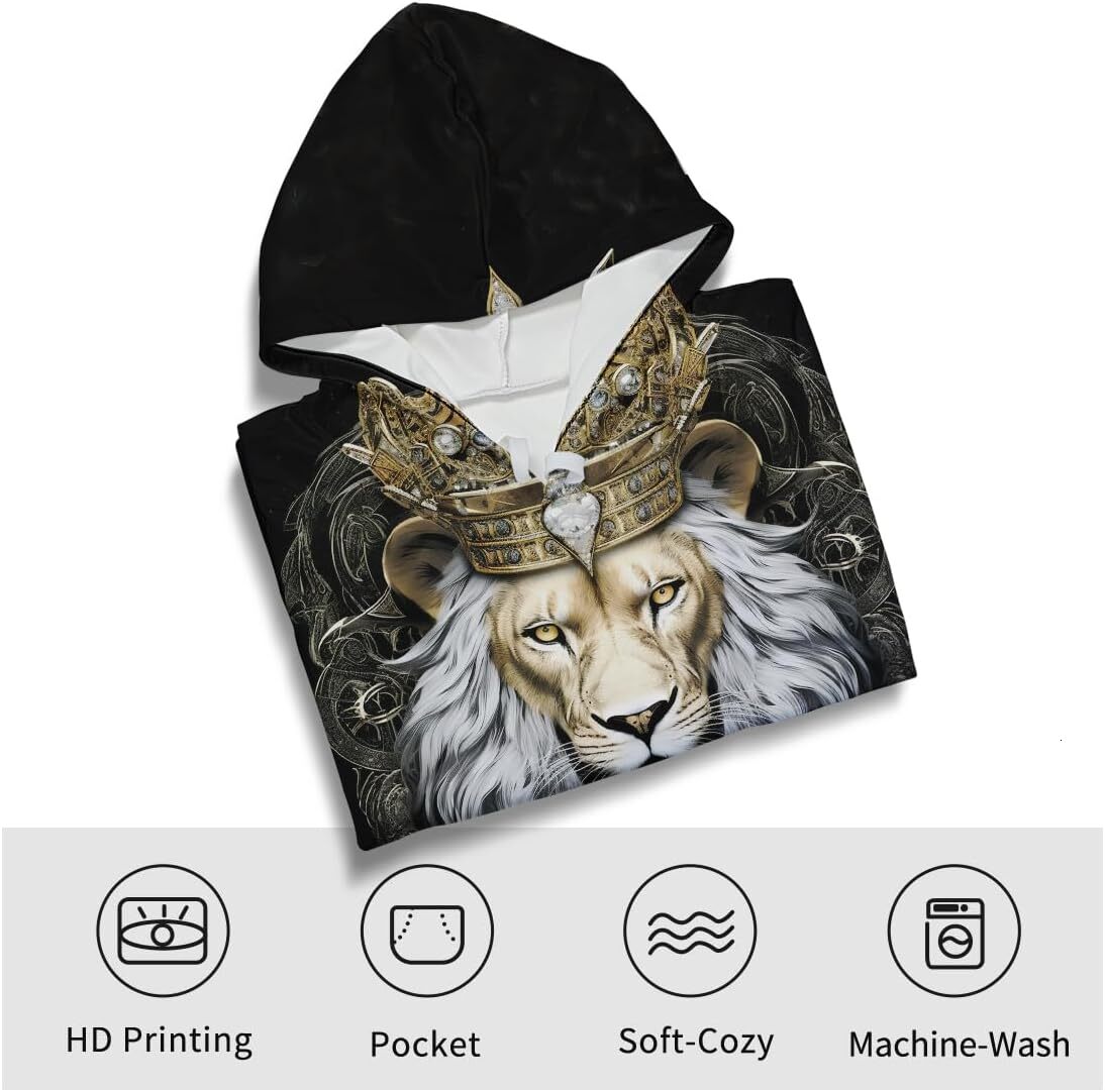 Hoodie for Mens Womens Mens Lion Hoodie Fashion Lion Printed Hoodies Novelty Sweatshirts Fashion Pullover Graphic Fashion Hip Hop
