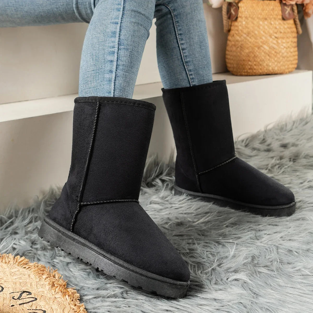 New designer shoes, high-quality winter wear style, midsole, women's fashion, solid color, casual, snow big, thick soled boots