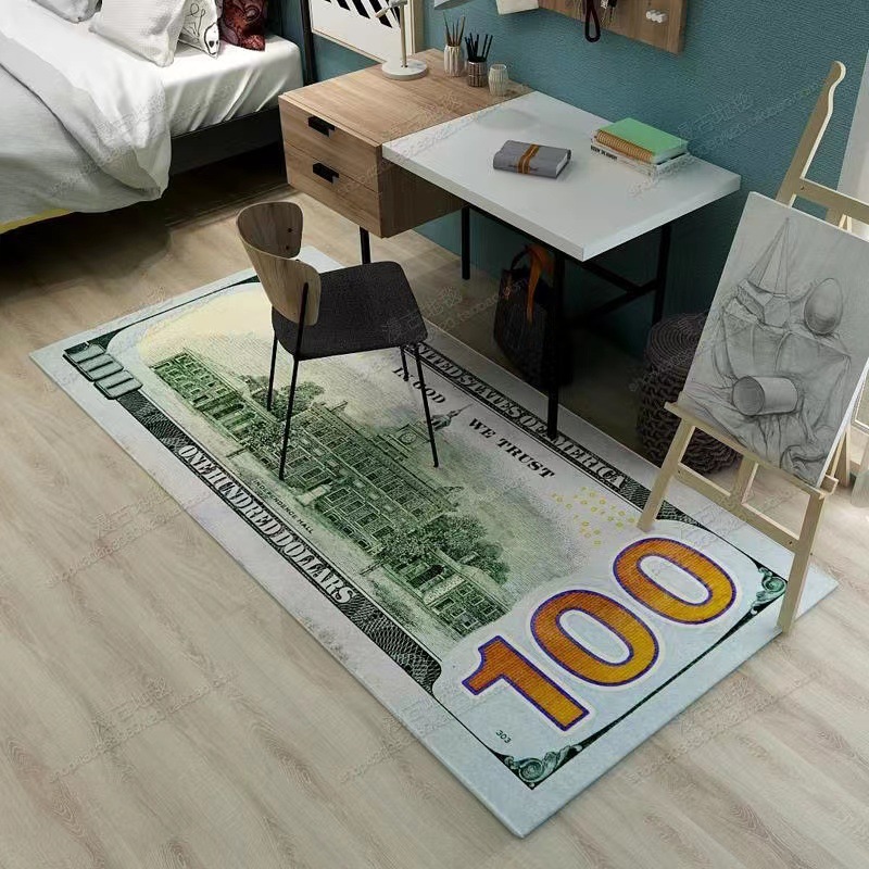 Carpets Crative Non-Slip Area Rug Modern Home Decor Carpet Runner Dollar Printed Carpet One Hundred Dollar 100 Bill Print