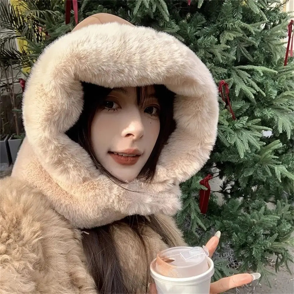 Casual Winter Warm Russia Hats Thickened Suede Plush Windproof Coldproof Lei Feng Cap Fluffy Neck Cover for Outdoor Cycling 241024