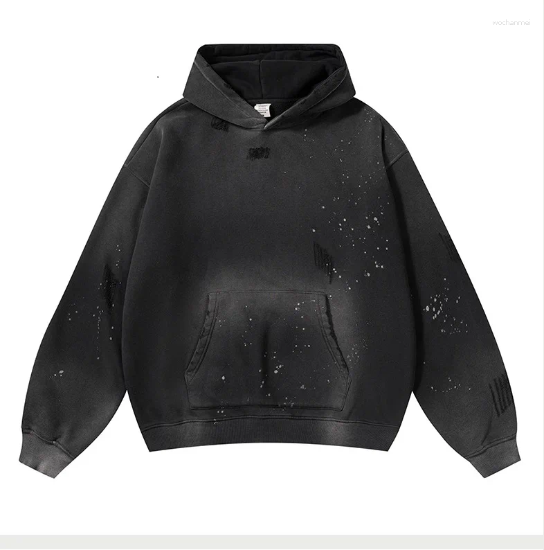 Men's Hoodies Vintage Acid Washed Hoodie Distresses Pullover Oversized Causal Street Fashion Sun Fade For Man Or Women