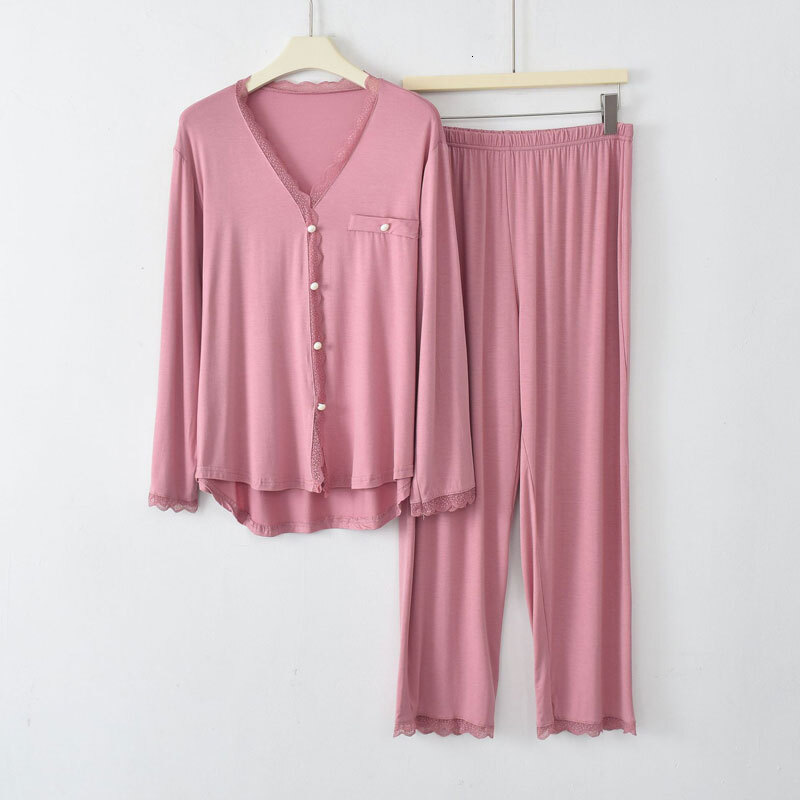 2025 New designer women s suit Pamas sleepwear long sleeved nine point pants set women fashion s spring and autumn casual cardigan wool sweater home w