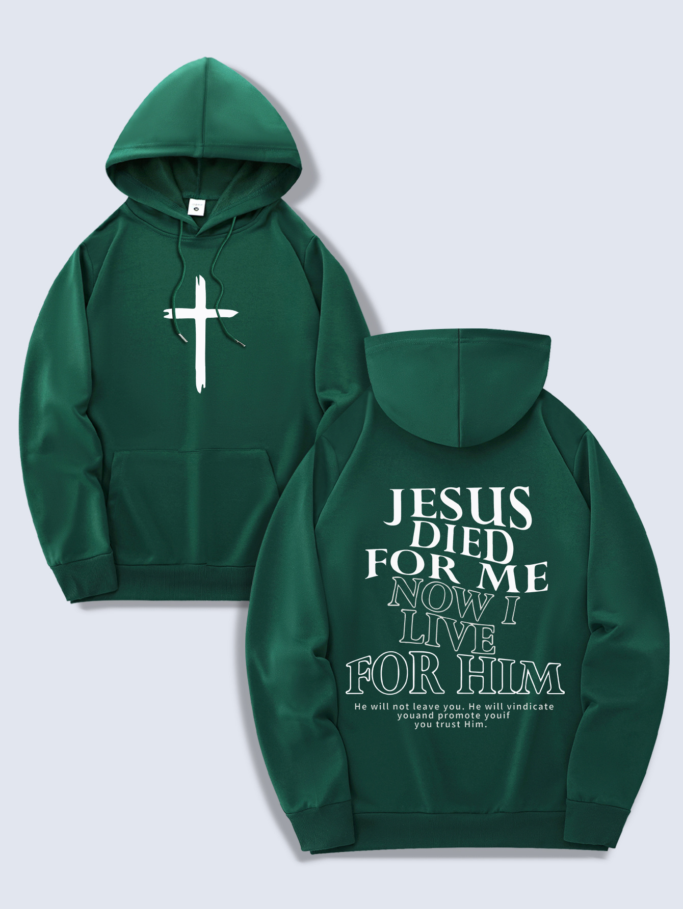 Men's Fashion Religious Graphic Hoodies - Casual Knit Fabric Polyester Drawstring Sweatshirt with Kangaroo Pocket - Jesus Christ Themed Print, Re