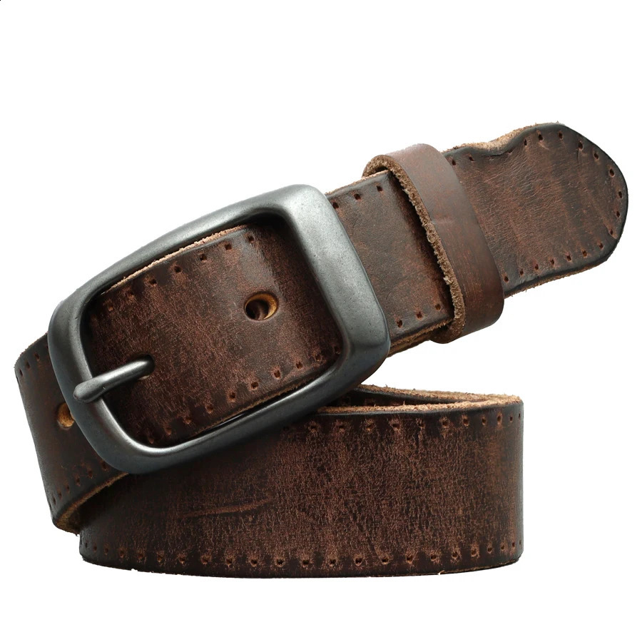 Belt for Men Leather Needle Buckle Belt for Men Vintage All-in-one Jeans with Simple Casual er Belt for Men 241024