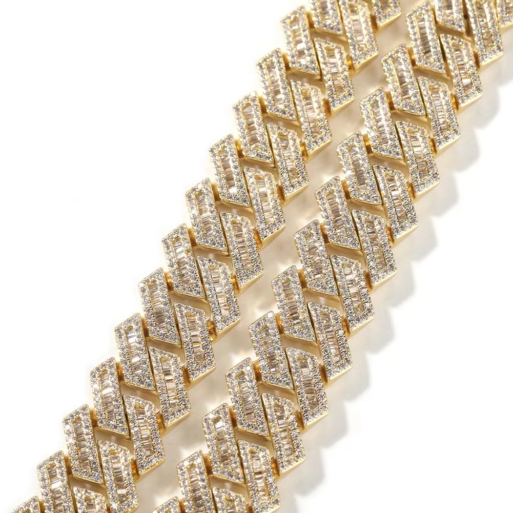 necklace moissanite chain Selling T square 925 silver inset Moissanite hip hop Cuban chain Mai Ah secret chain simulation drill collar