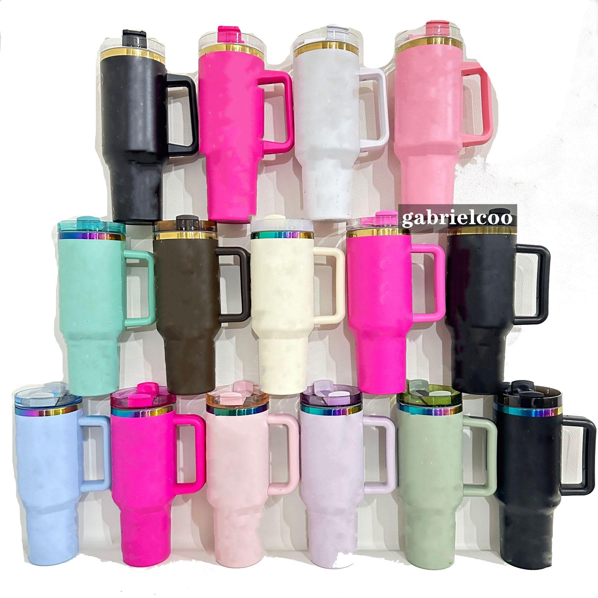 Designer Tumblers 16 Color 40oz Handle Car Cup Colorful Gold Classic Letter Printed Stainless Steel Large Capacity Insulated Straw Cup Ice Cup Tumblers