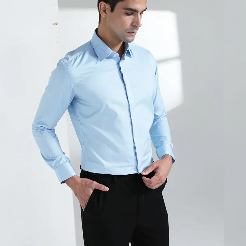 Mens long sleeved slim fit striped business suit Windsor collar French cufflinks mens shirt 241007