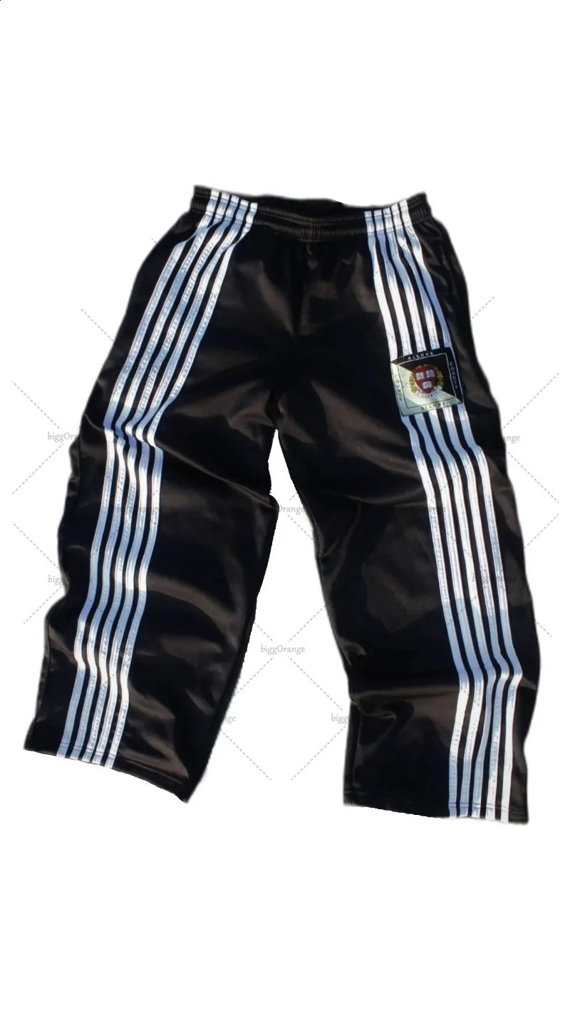 Street Harajuku retro striped knitted pants for men Y2k fashion casual wide leg pants hip-hop fashion oversized mens pants 241021