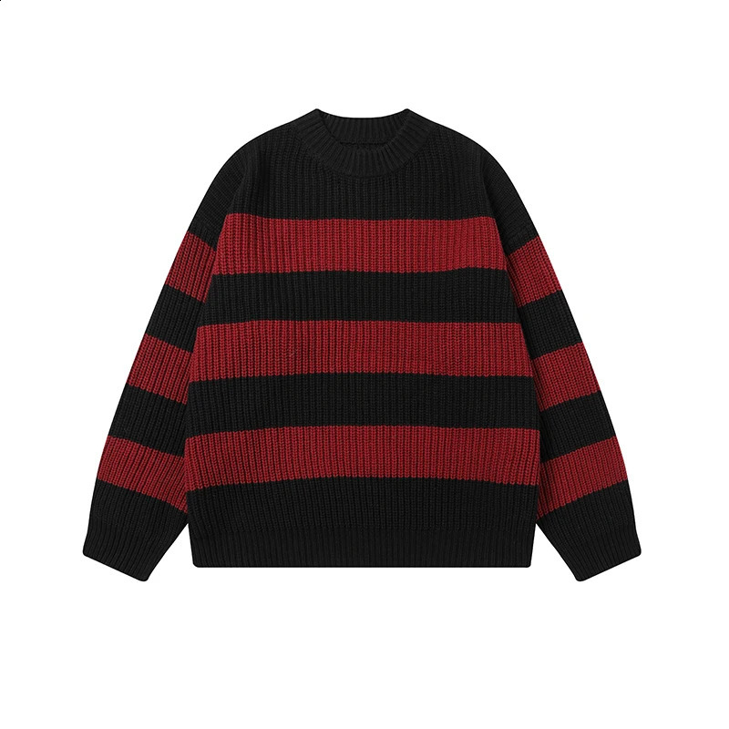 NXXTRESS Black Red Striped Sweaters Autumn and Winter Sweater Men Knit Jumpers Women Oversized Harajuku 241021
