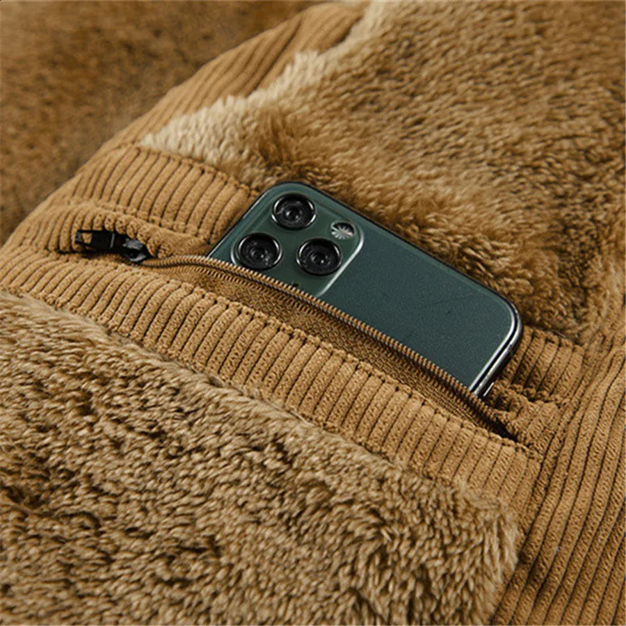 Winter Wool Vest Men Cotton Padded Warm Jacket Sleeveless Coat Stand Collar Waistcoat Corduroy Outerwear Mens Clothing Oversize 241021