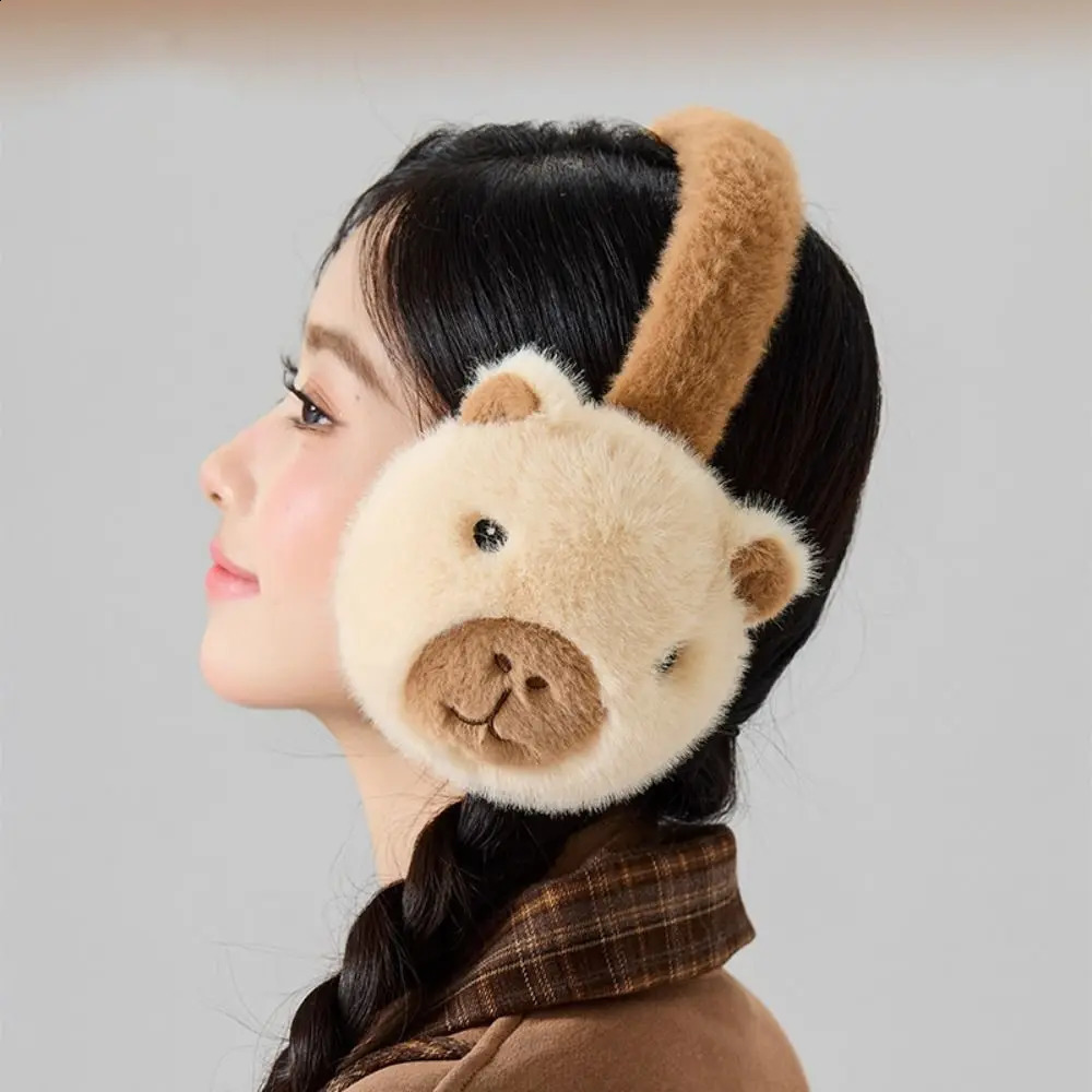 Cute Cartoon Capybara Plush Earmuffs Windproof Keep Warm Winter Ear Cover Thicken Ear Warmers Foldable Earflap Outdoor 241024
