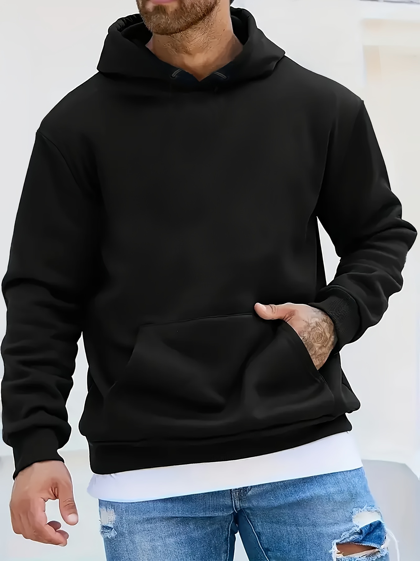 Iceboomc Men's Polyester Hooded Sweatshirt with Santa Cruz Cartoon Print - Casual Style Regular Fit Knit Fabric Sweatshirt with Slight Stretch fo