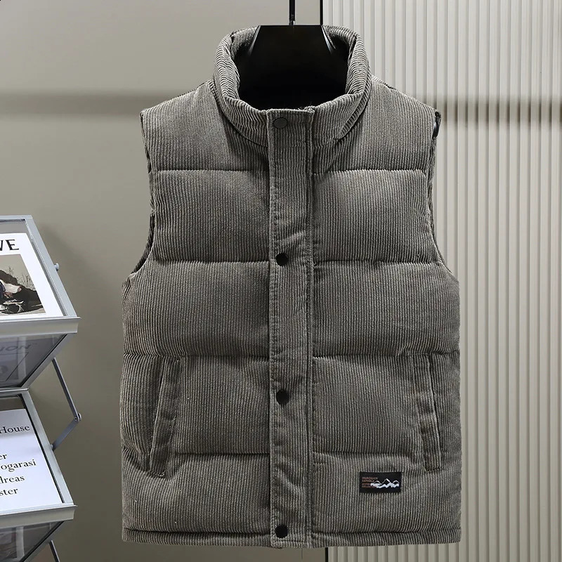Winter Trend Fashion Cashmere Cotton Vest Mens Autumn and Thickened Thermal Coat 241021