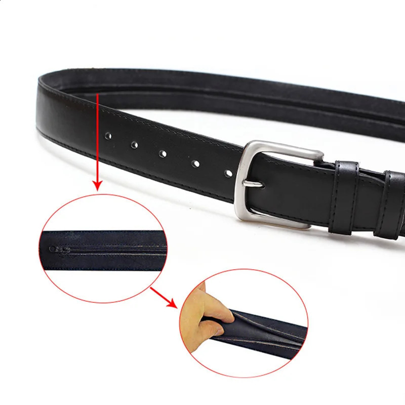 Travel Cash Anti Theft Belt Waist Bag Men Portable PU Materials Zipper Pin Buckle Belts Women Outdoor Hidden Money Strap Belt 241024