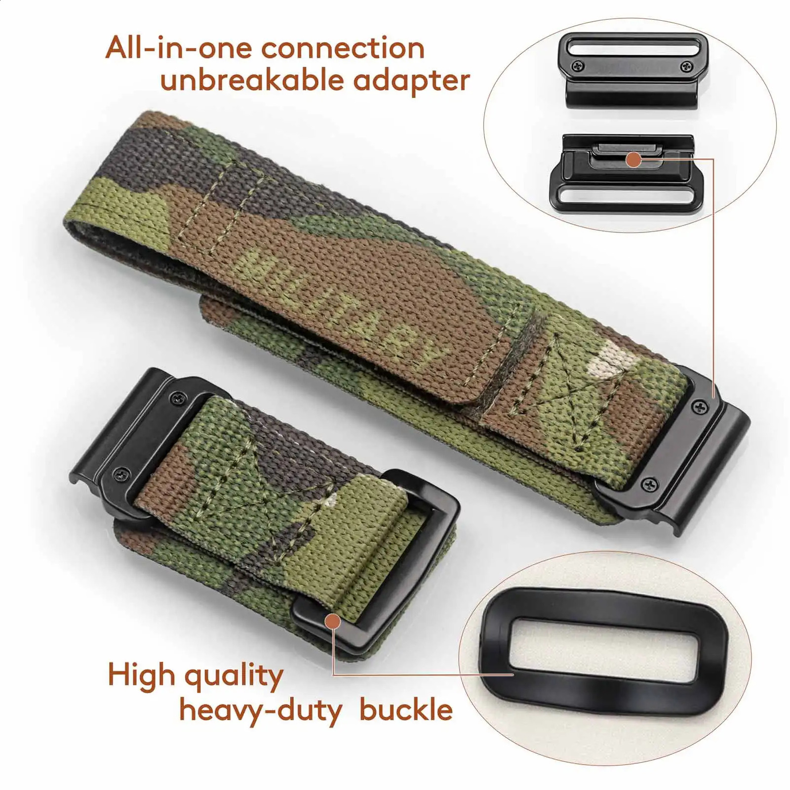 Compatible With Watch Band Camouflage Super Rugged Nylon Sports Strap Woven Loop n For 241010