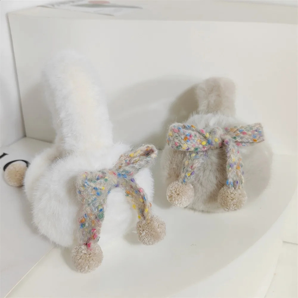 Korean Style Vintage Faux Fur Plush Earmuffs Wave Point Keep Warm Cycling Ear Cover Soft Windproof Winter Earflap Adults 241024