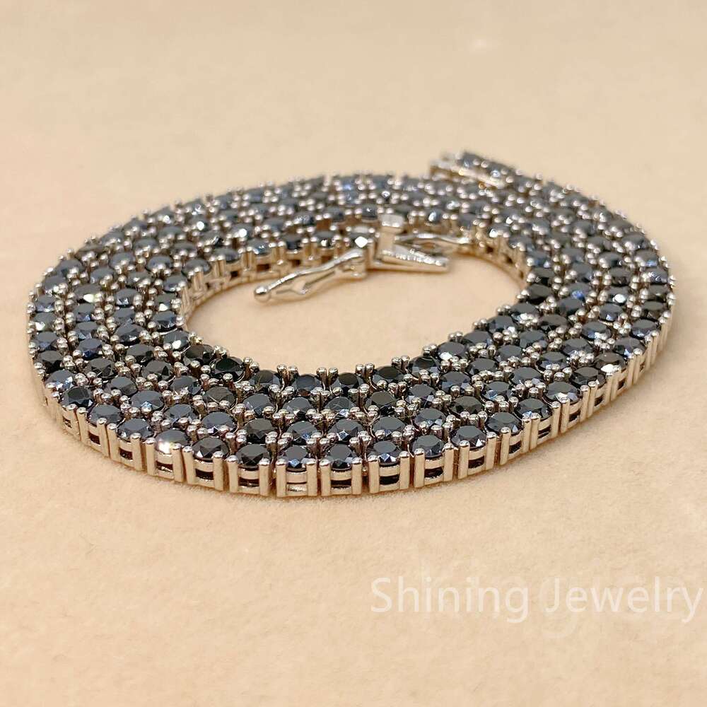 4Mm Dia Body Necklace Sterg Sier S Vvs Black Moissanite Tennis Chain