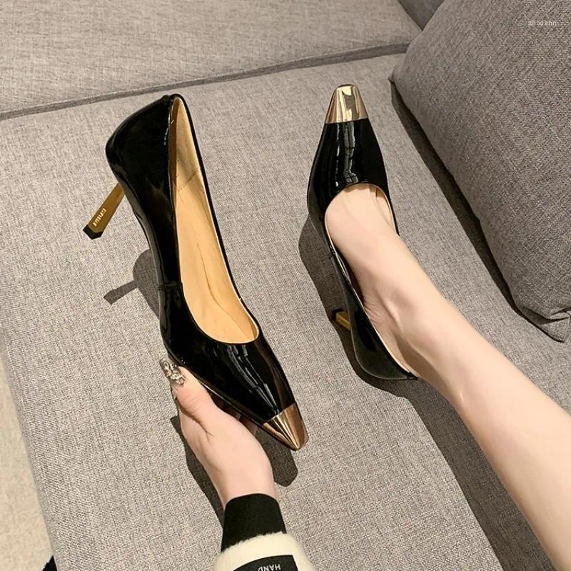 Sandals 2024 Summer Women New Pointed Toe High Heels Fashion Print Party Wedding Woman Pumps Sexy Metal Head Shoes