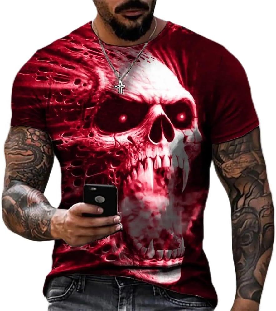 Mens T shirt Summer Fashion Horror Skull 3D Printed T Shirt O-Neck Short Sleeve Casual Breathable Male T Shirt Men Clothing tee Casual tops Fashionabl