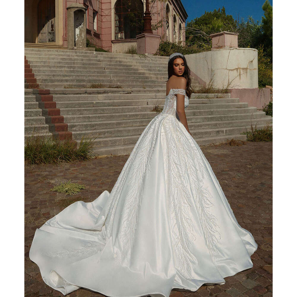 Illusion Wedding Dress Ball Gown Off The Shoulder Strapless Beading Or-Length Princess Bride Vestido De Noiva Custom Made 0228Lz
