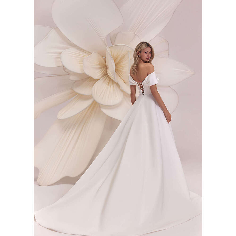 Classic Wedding Dress A-E V-Neck Off The Shoulder Appliques Backless Sleeveless Elegant Bride Vestido De Noiva Custom Made 6660311