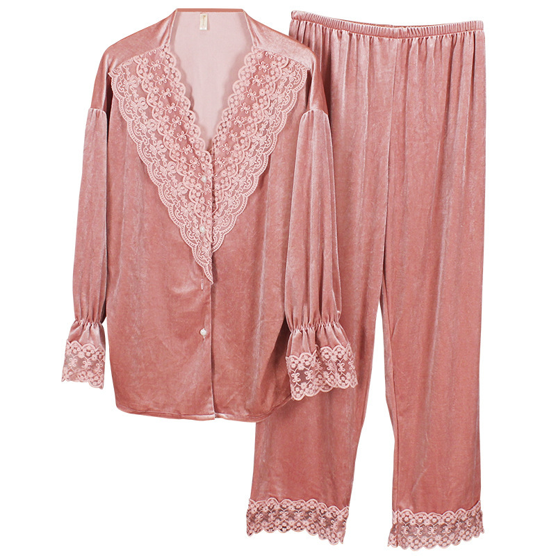 2025 fashion New designer women s thin long sleeved lace print suitable for spring and autumn sweet beauty style home wear Pamas