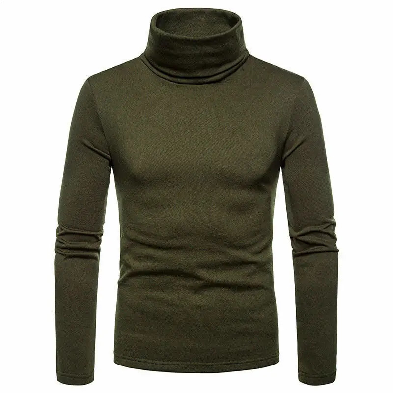 Men Thermal Turtle Neck Long Sleeve Skivvy Turtleneck Sweaters Stretch T Shirt Tops Pullover Spring Autumn Tee 241021