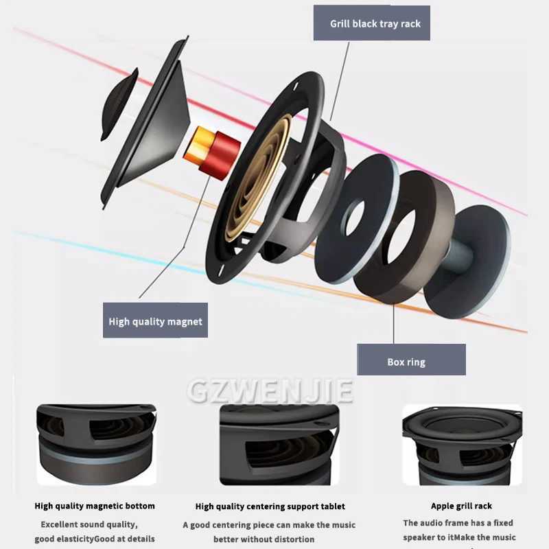 Loudspeaker box 4 Inch Subwoofer Speaker Passive Bookshelf HiFi Speaker Three-Way Surround Sound Speaker Sound Box Power 60W Speaker A Pair Z241021