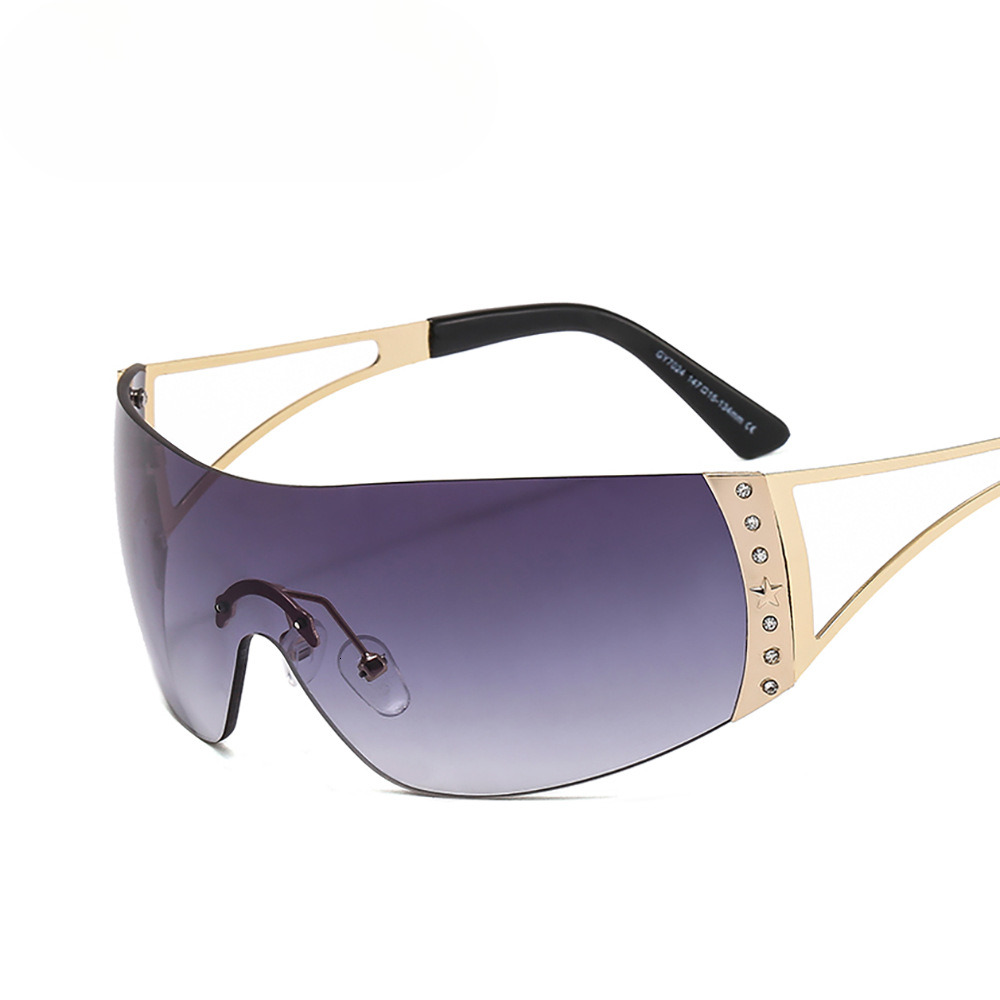 one-piece diamond inlaid millennium vintage spicy girl sunglasses, futuristic glasses