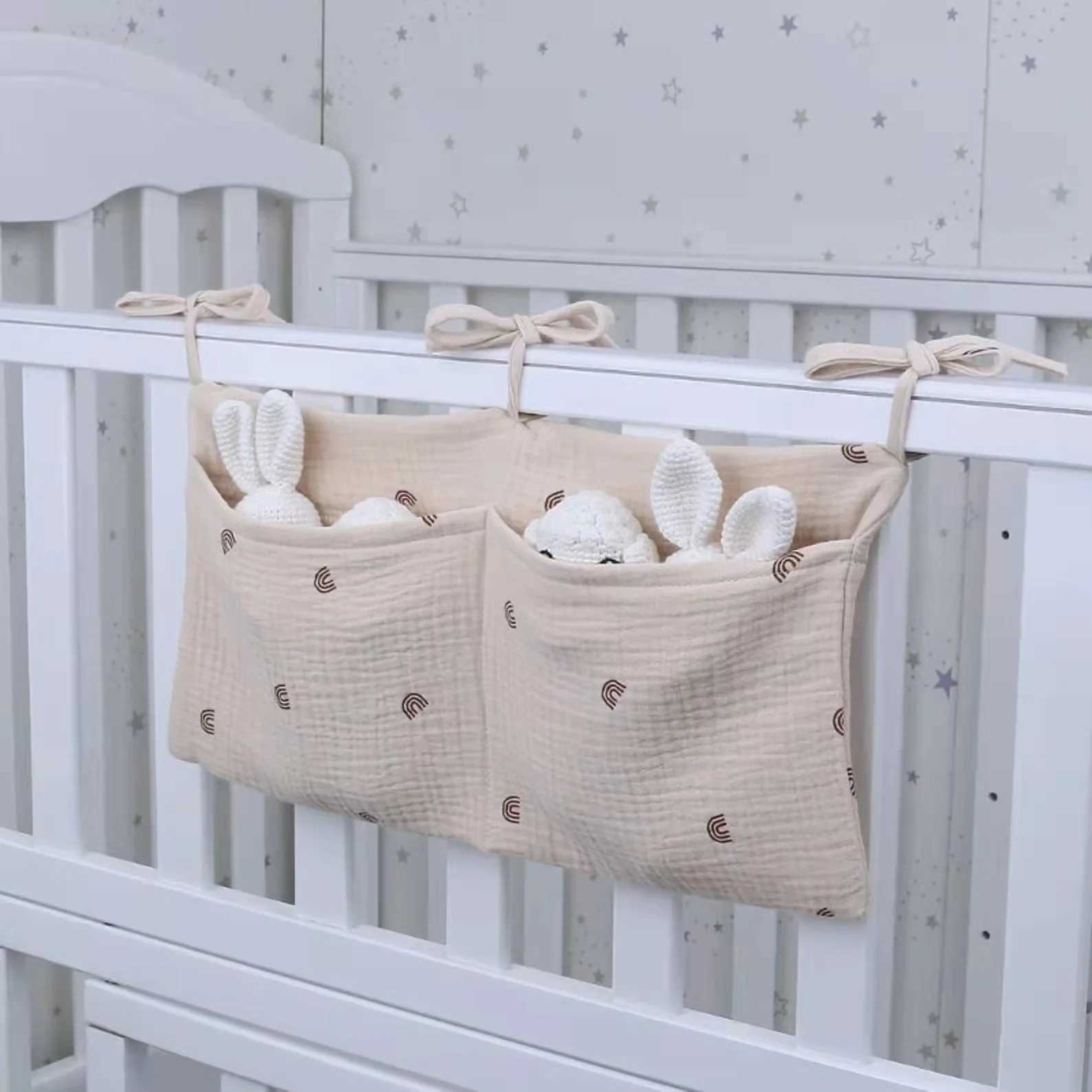 Portable Baby Crib Storage Bag Nappy Organizer Multifunctional Newborn Bed Headboard Diaper Bag for Kids Baby Items BeddingC250326