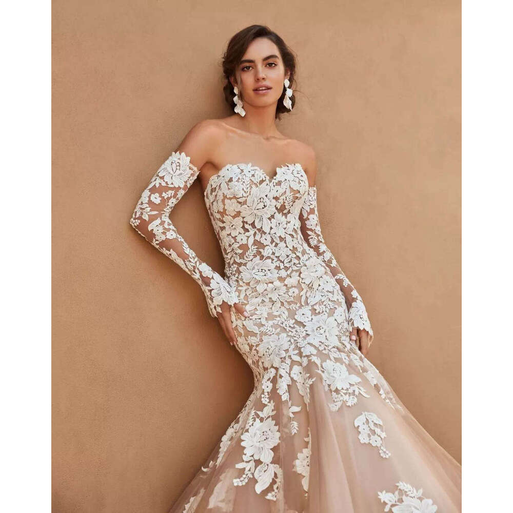 Mermaid Princess Sweetheart Appliques Lace Backless Or Length Wedding Dresses Vestido De Novia Custom Made
