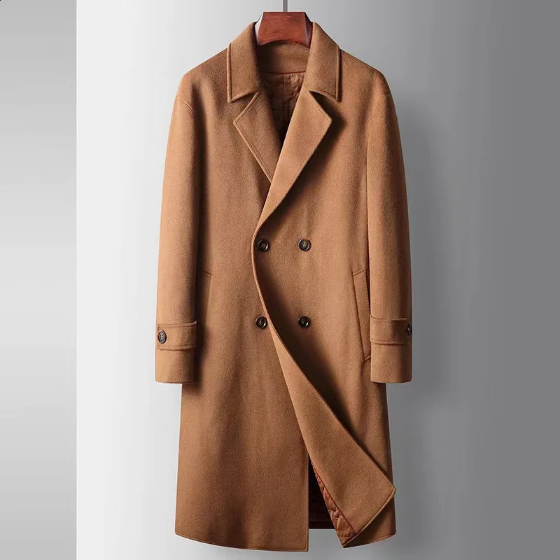 Mens autumn and winter long double-layer cotton wool windproof machine youth business single-sided warm jacket 241021