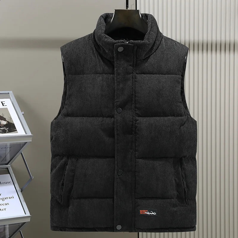 Winter Trend Fashion Cashmere Cotton Vest Mens Autumn and Thickened Thermal Coat 241021