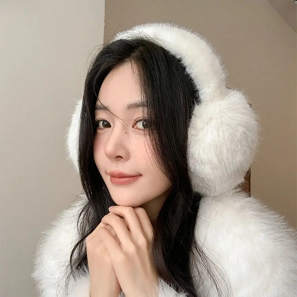 Fashion Ear Cap faux Fur Plush Earmuffs Folding Thicken Winter Earmuffs Windproof Solid Color Foldable Ear Cover Girl 241024
