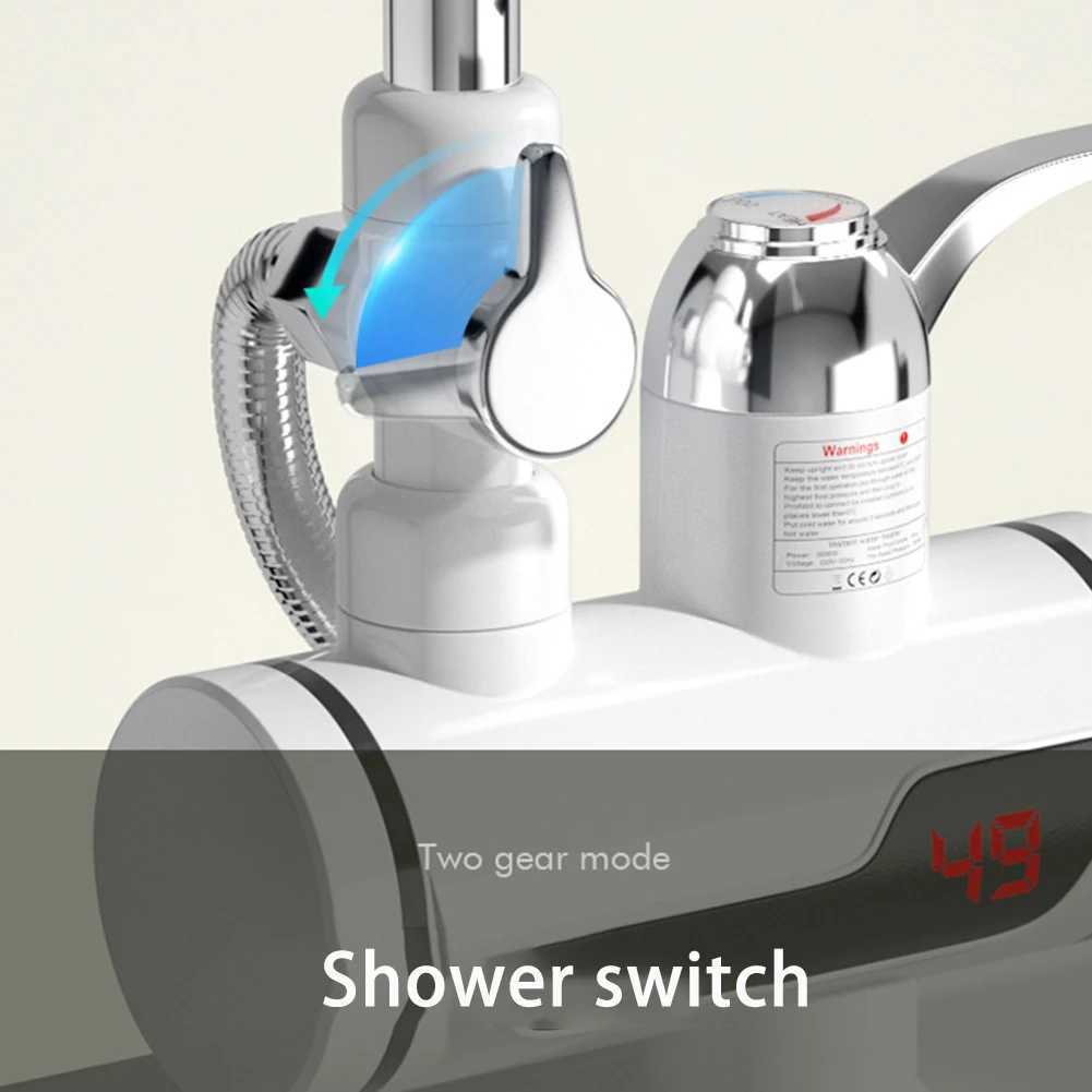 Bathroom Sink Faucets 3000W EU Plug Instant Electric Water Heater Shower Digital Display 220V Kitchen Bathroom Tankless Hot Water Faucet Heaterz241021