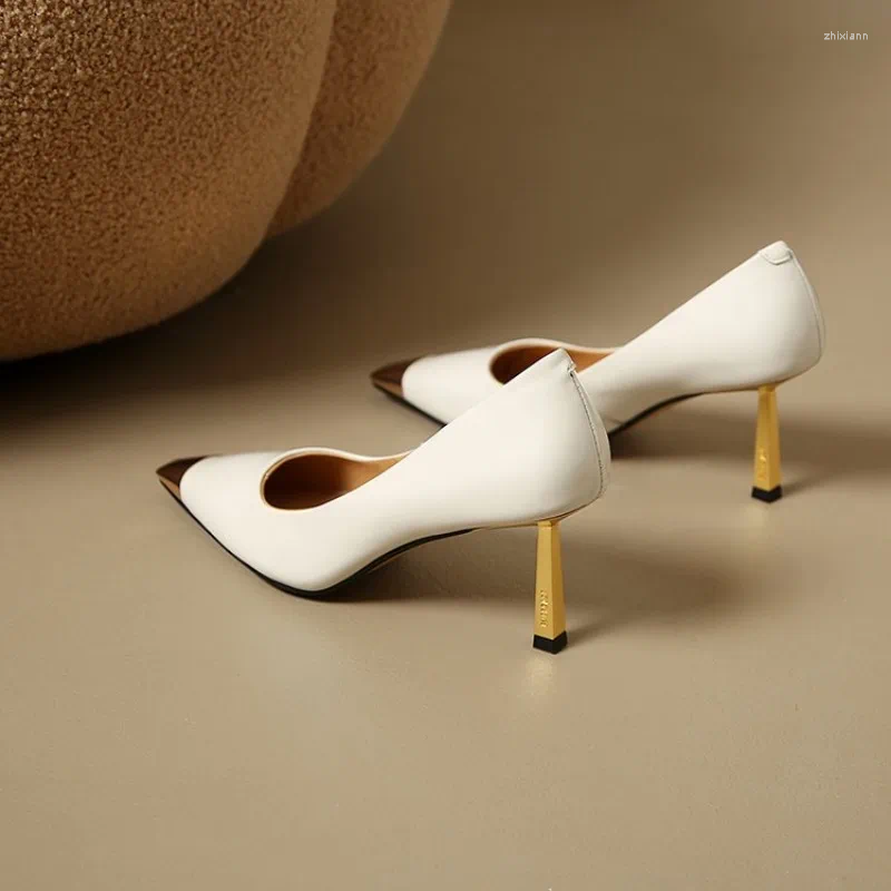 Sandals 2024 Summer Women New Pointed Toe High Heels Fashion Print Party Wedding Woman Pumps Sexy Metal Head Shoes