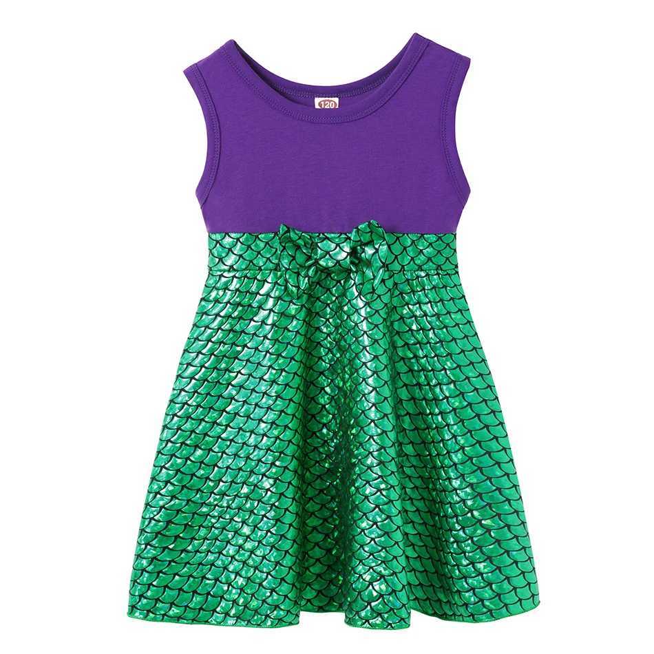 Summer Casual Dress for Girls Mermaid Dress One-Shoulder Sling Short Sleeve Cosplay Princess Costume Casual Vest 2-10 Years X250528