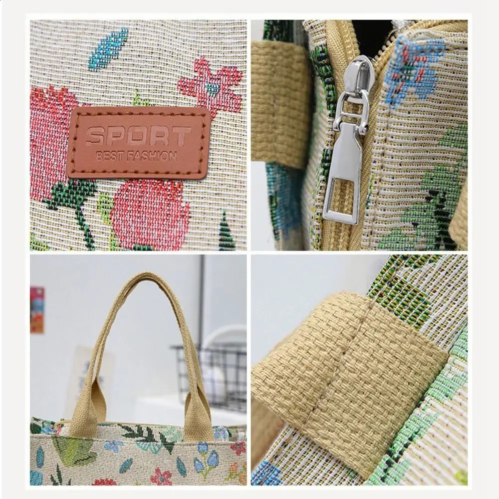 Fashion handbag floral printing large capacity thickened insulated lunch bag 241021