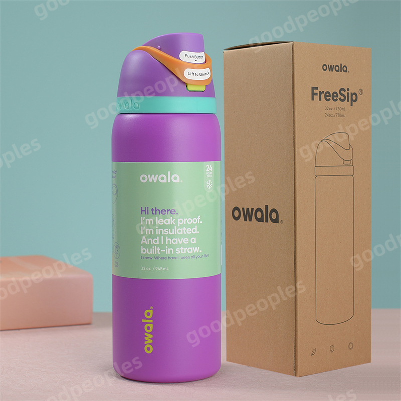 OWALA Large Capacity Stainless Steel Insulated Cup Outdoor Sports Water Bottle Bounce Portable Handheld Water Cup