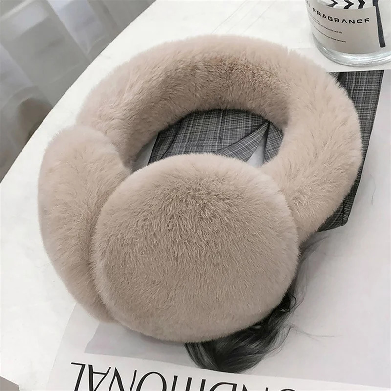 Womens Winter Fur Earmuffs High Quality Rex Rabbit Fur Thickened Warm Earmuffs Soft And Fluffy Cold Protection Earmuffs 241024