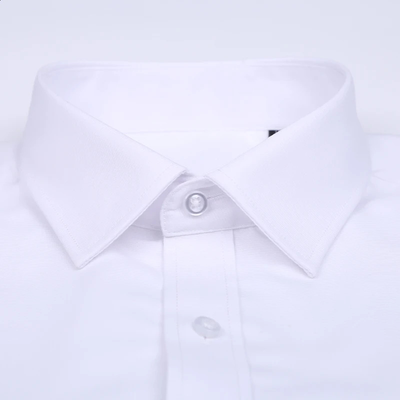 High quality ironless mens long sleeved shirt 100% pure cotton solid mens formal business shirt white blue 241007