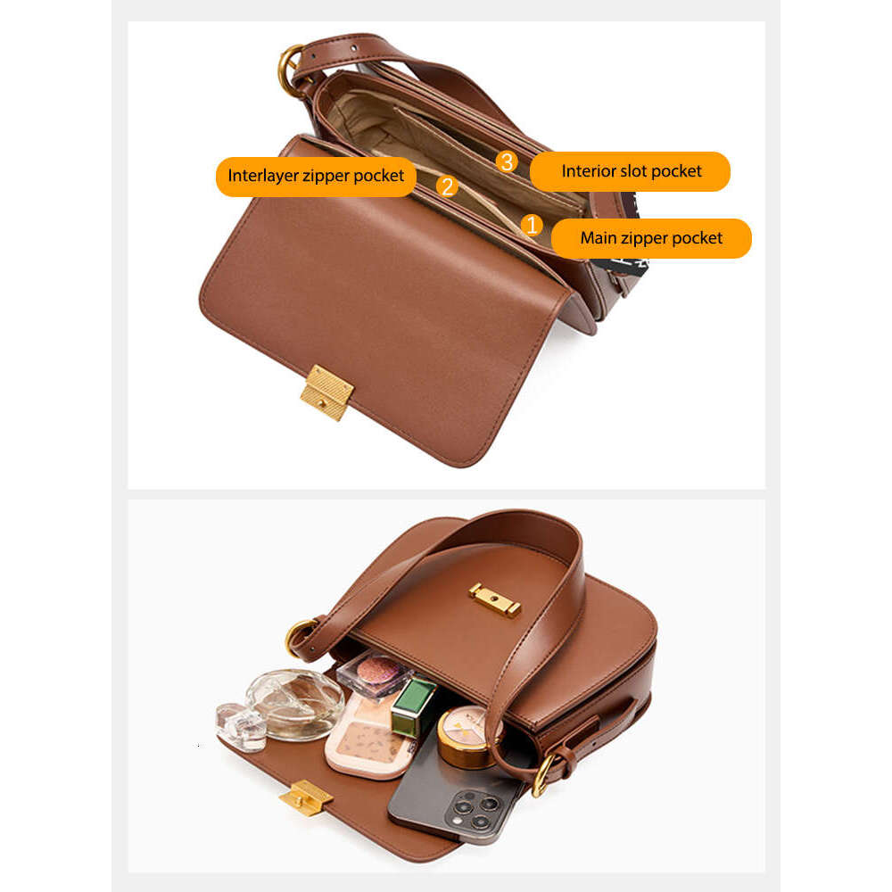 Zency Premium Design Armpit Women's Genuine Leather Handbag 2024 Spring Summer Fashion Square Bag Shoulder Crossbody Gift Ba