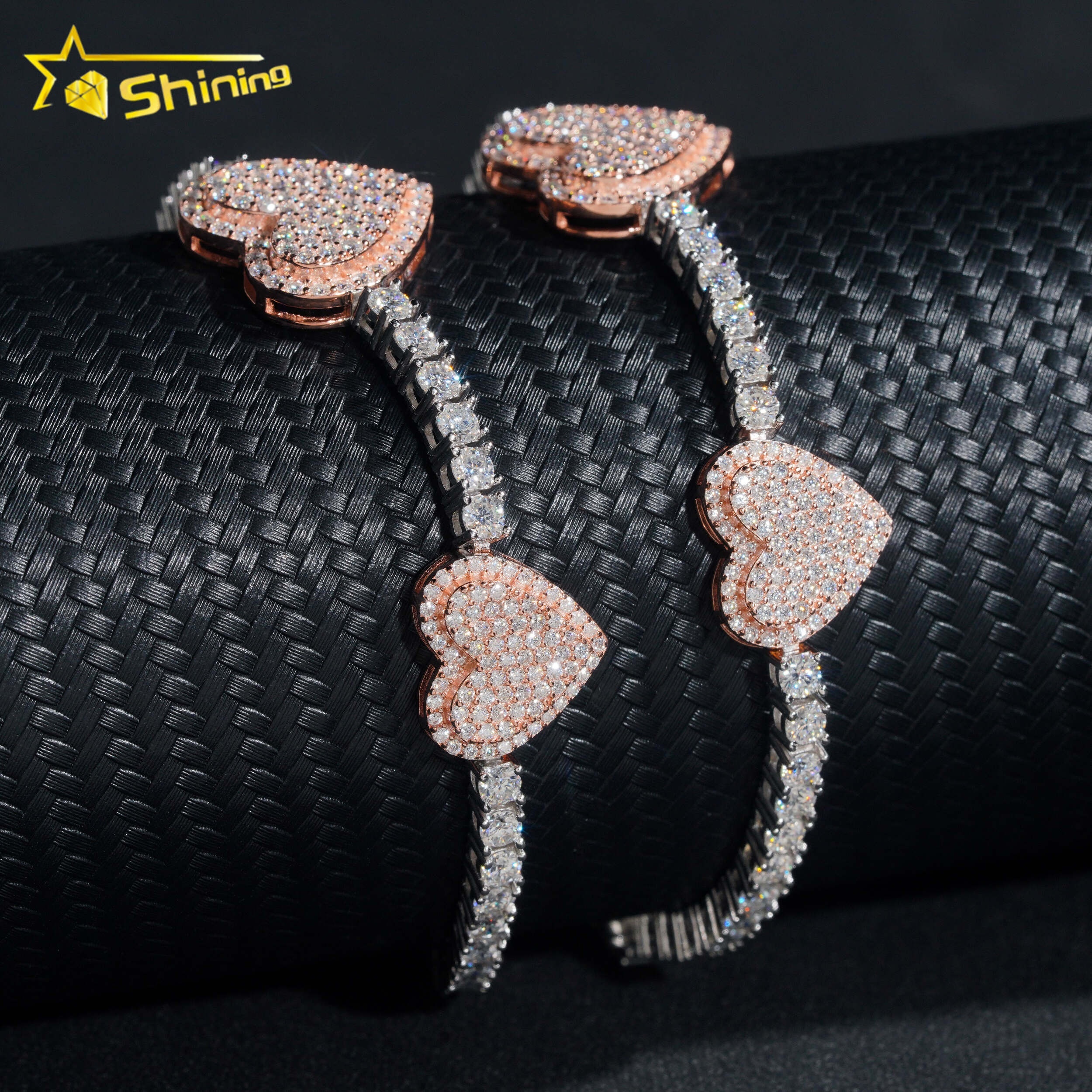 Fast Delivery Hot Sale Heart Bracelets 925 Sterling Silver Pass Diamond Tester Gra Certified Vvs Moissanite Tennis Bracelets
