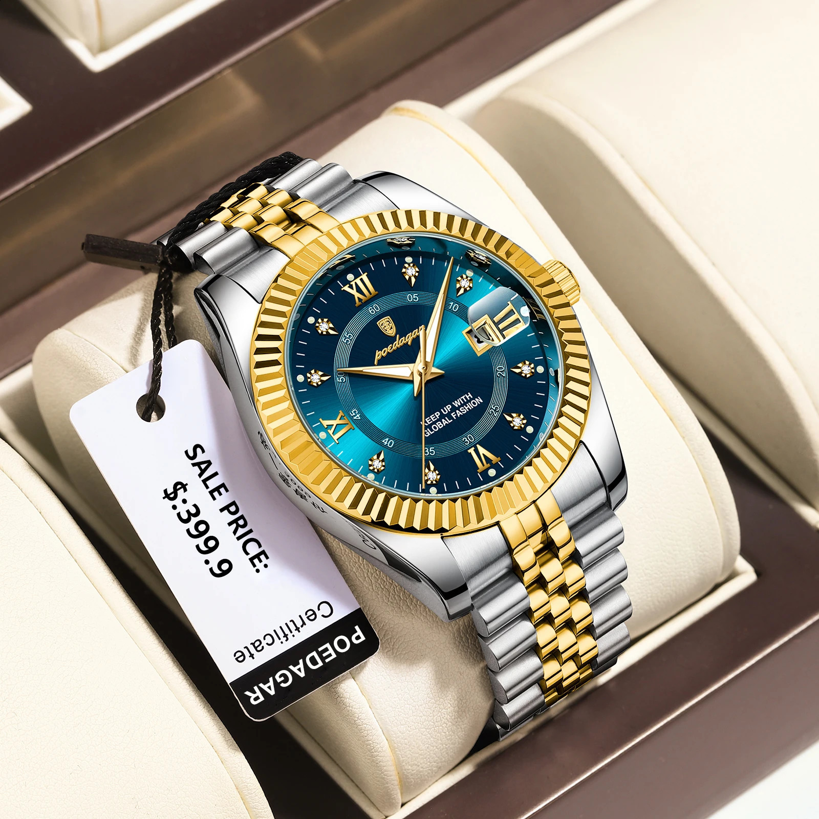 Poedagar sports watch mens waterproof luminous date mens watch quartz stainless steel mens watch Relojbox mens watch 241009